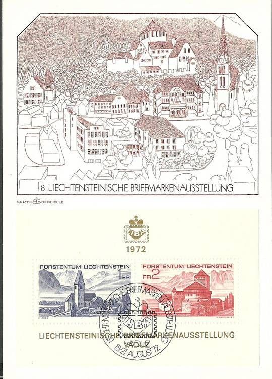 Znaczek Liechtenstein 1972 Mi bl 9 Karta Max