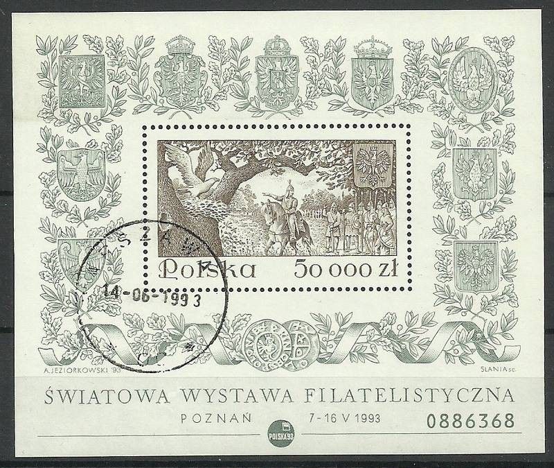 Znaczek Polska 1993 Mi abo bl 122 Fi bl 152B Stemplowane
