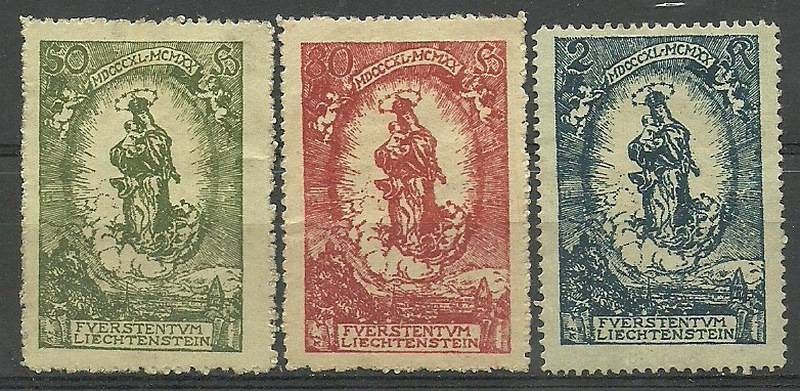 Znaczek Liechtenstein 1920 Mi 40-42 Z podlepką *