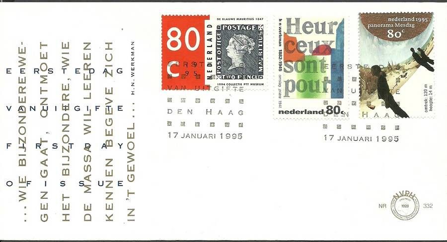 Znaczek Holandia 1995 Mi 1532-1534 FDC