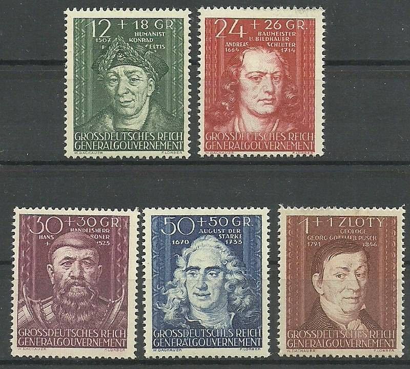 Znaczek Generalna Gubernia / GG 1944 Mi 120-124 Fi 120-124 Czyste **