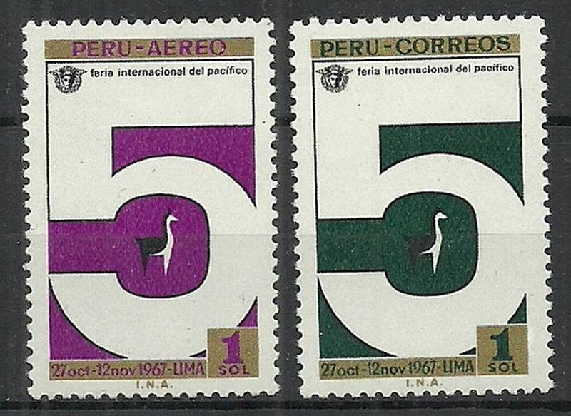 Znaczek Peru 1967 Mi 686-687 Czyste **