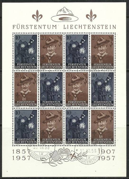 Znaczek Liechtenstein 1957 Mi ark 360-361 Stemplowane