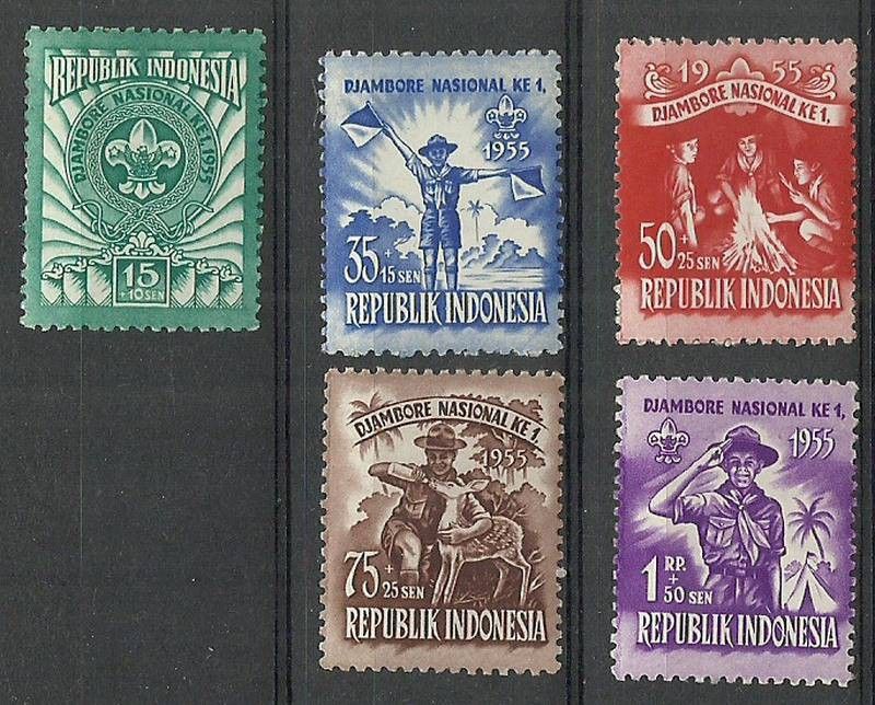 Znaczek Indonezja 1955 Mi 138-142 Czyste **