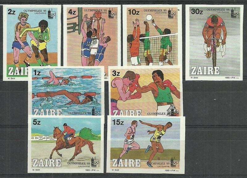 Znaczek Kongo Kinszasa / Zair 1985 Mi 889-896B Czyste **