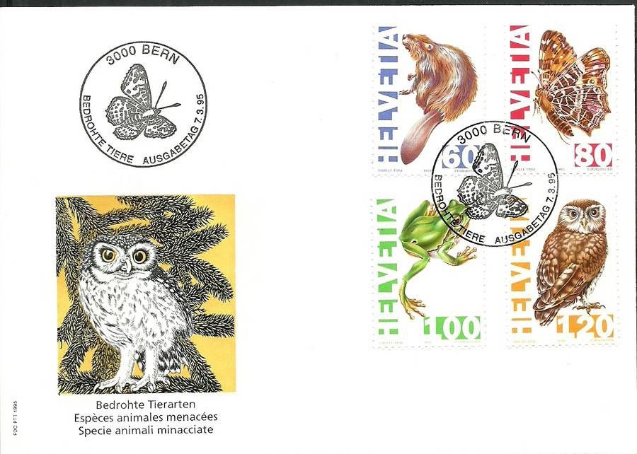 Znaczek Szwajcaria 1995 Mi 1544-1547 FDC