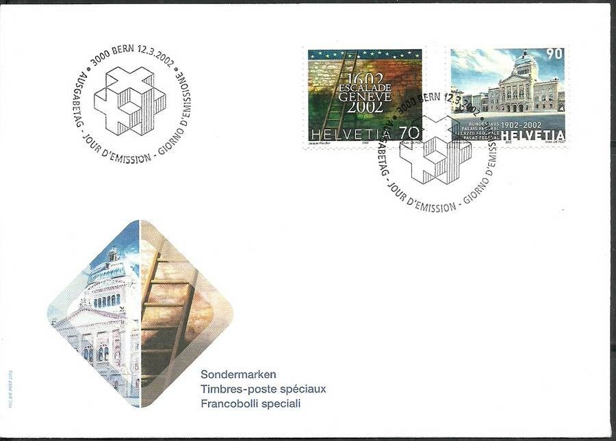 Znaczek Szwajcaria 2002 Mi 1782-1783 FDC