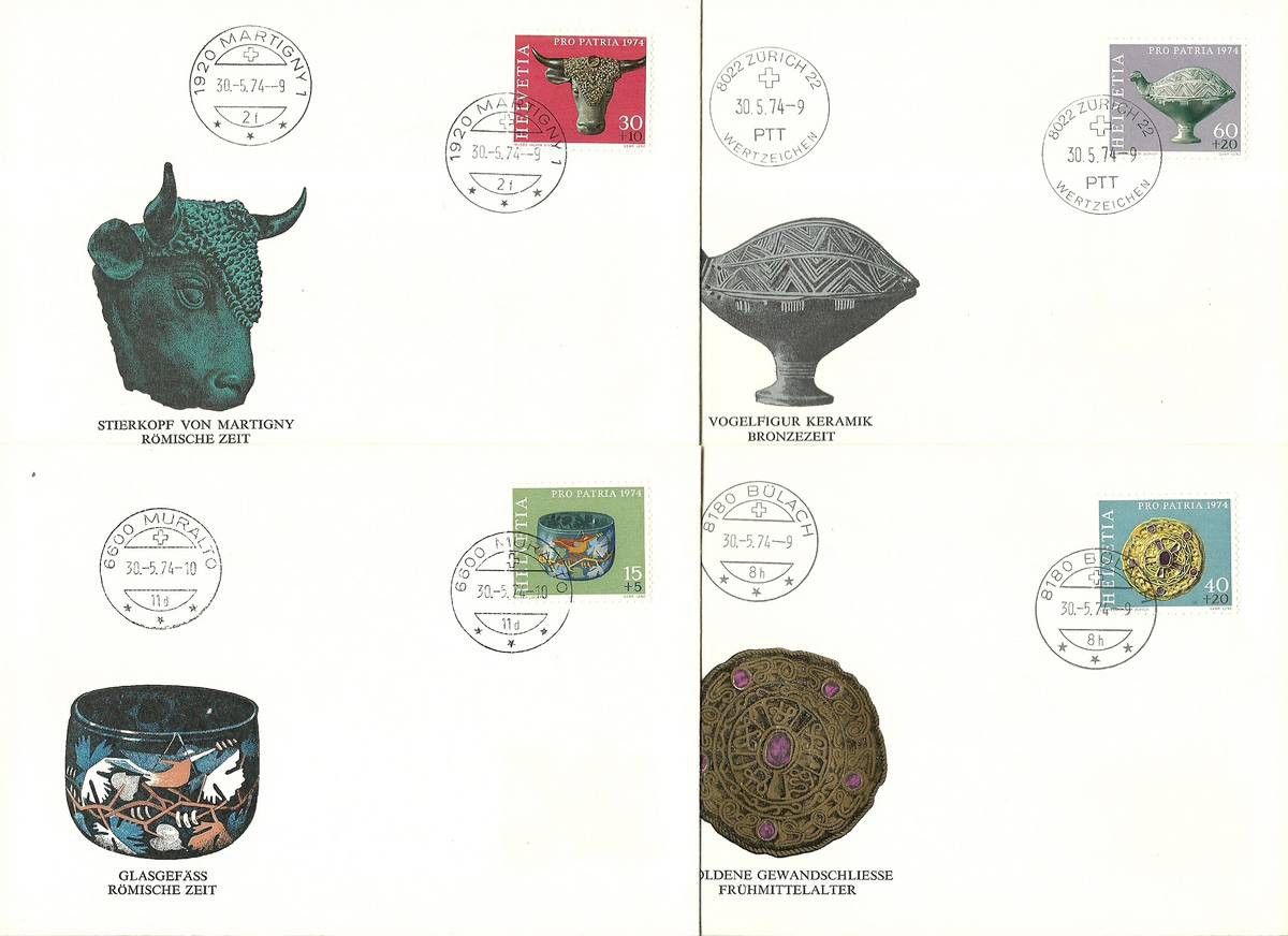 Znaczek Szwajcaria 1974 Mi 1031-1034 FDC