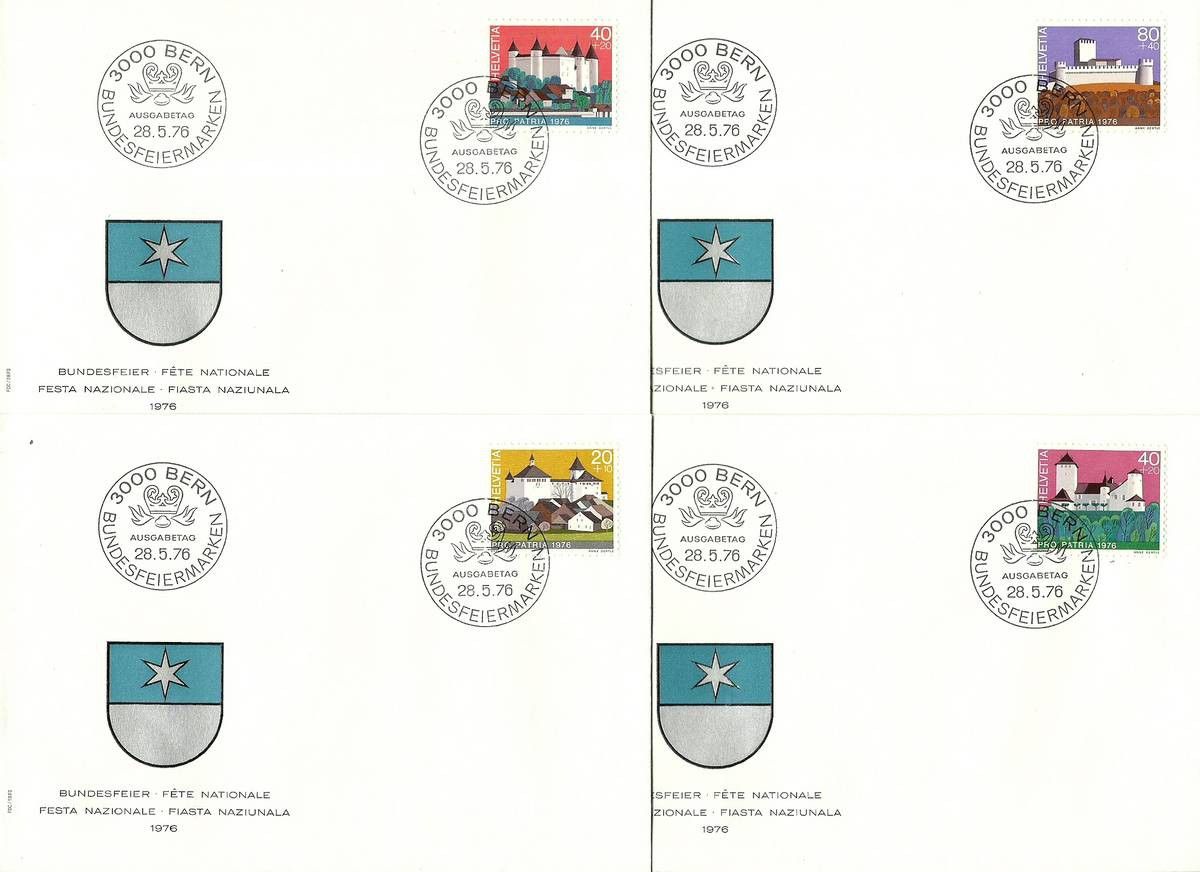 Znaczek Szwajcaria 1976 Mi 1075-1078 FDC