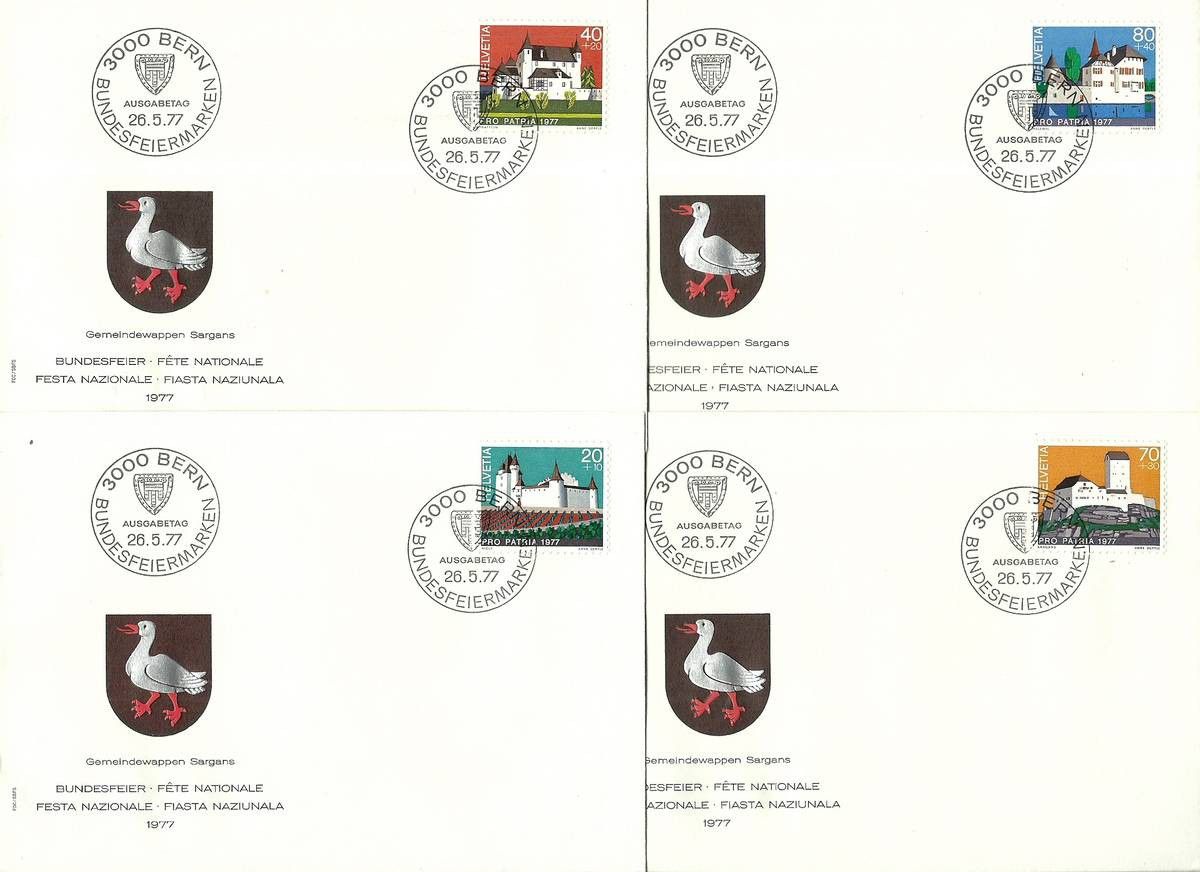 Znaczek Szwajcaria 1977 Mi 1096-1099 FDC