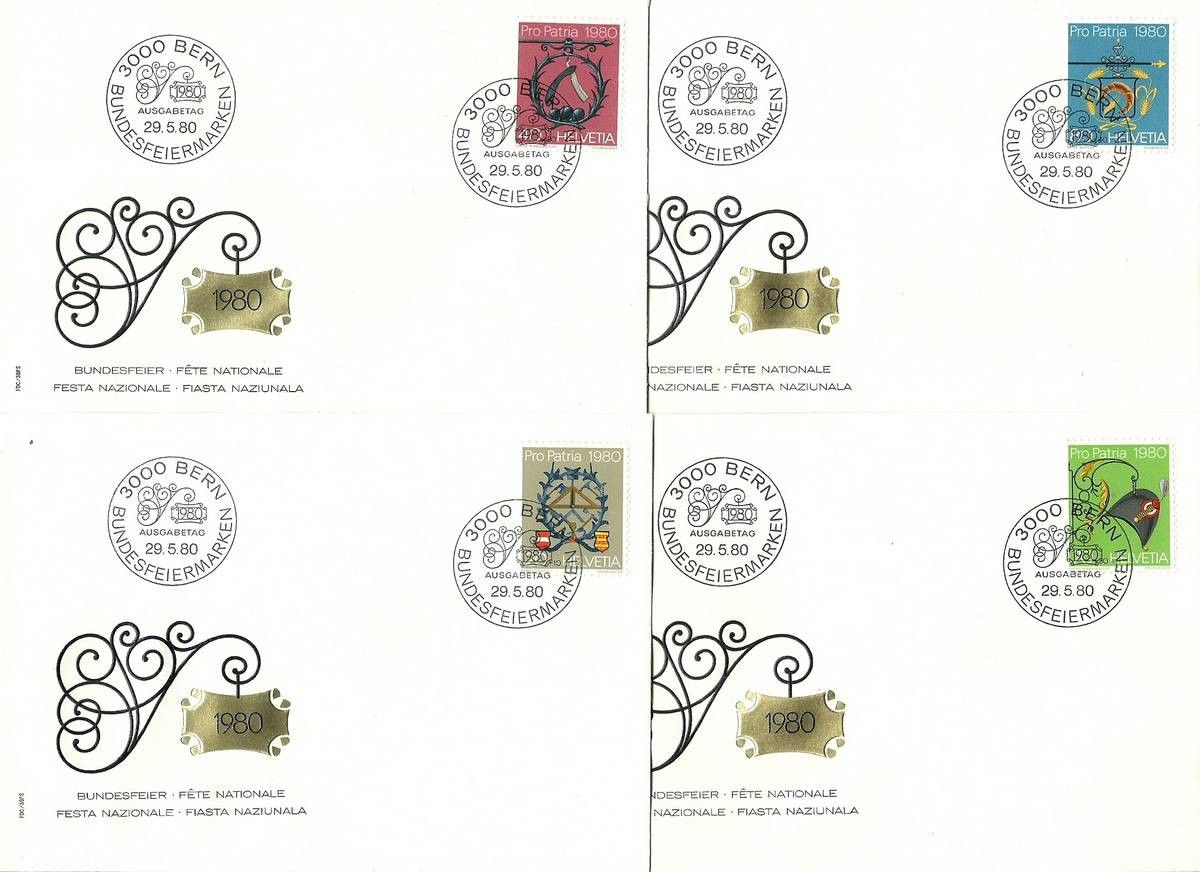 Znaczek Szwajcaria 1980 Mi 1176-1179 FDC