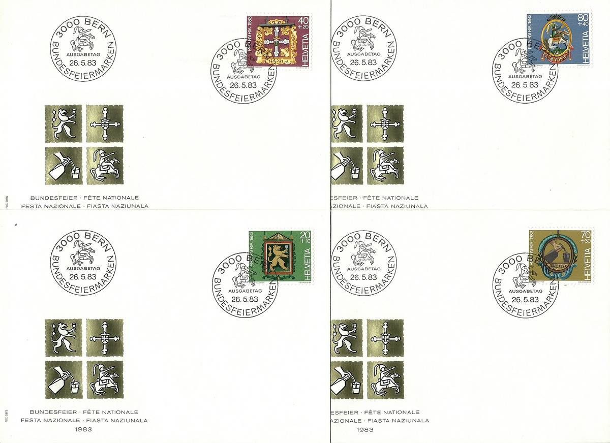 Znaczek Szwajcaria 1983 Mi 1251-1254 FDC