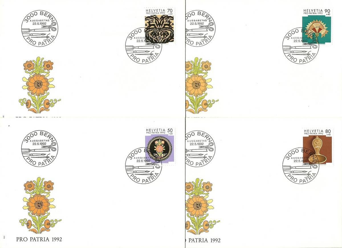 Znaczek Szwajcaria 1992 Mi 1470-1473 FDC