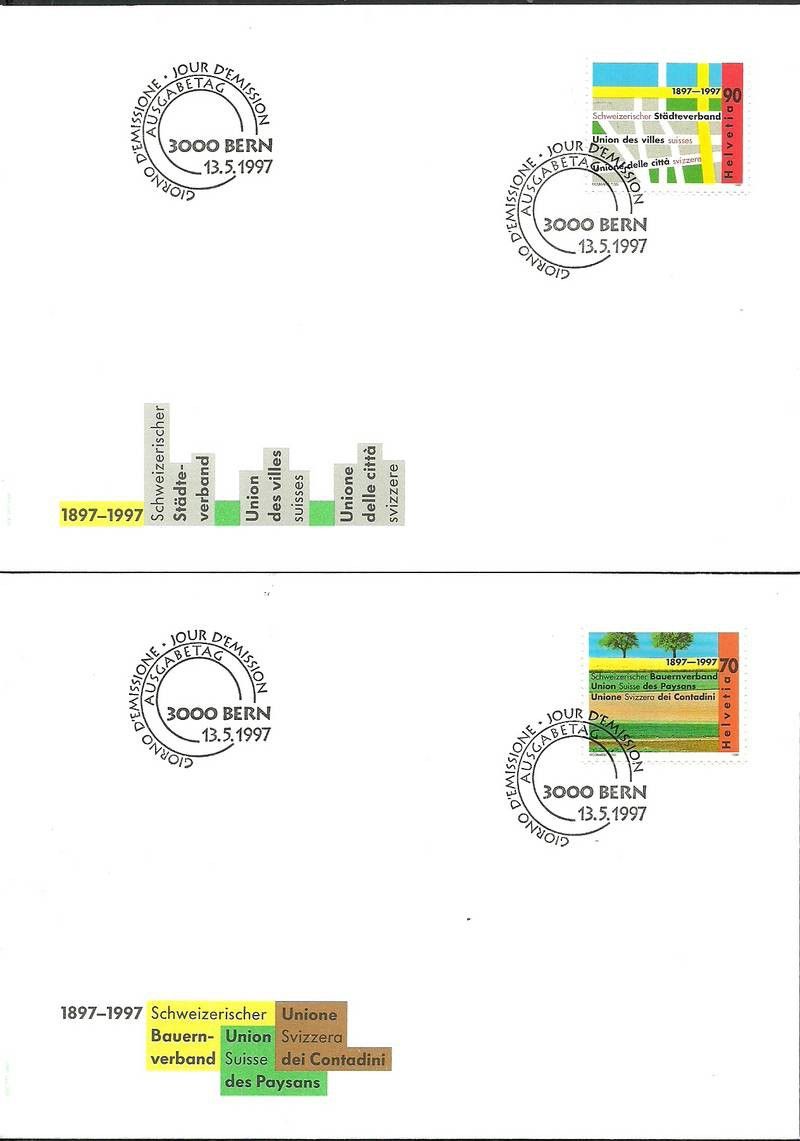Znaczek Szwajcaria 1997 Mi 1616-1617 FDC