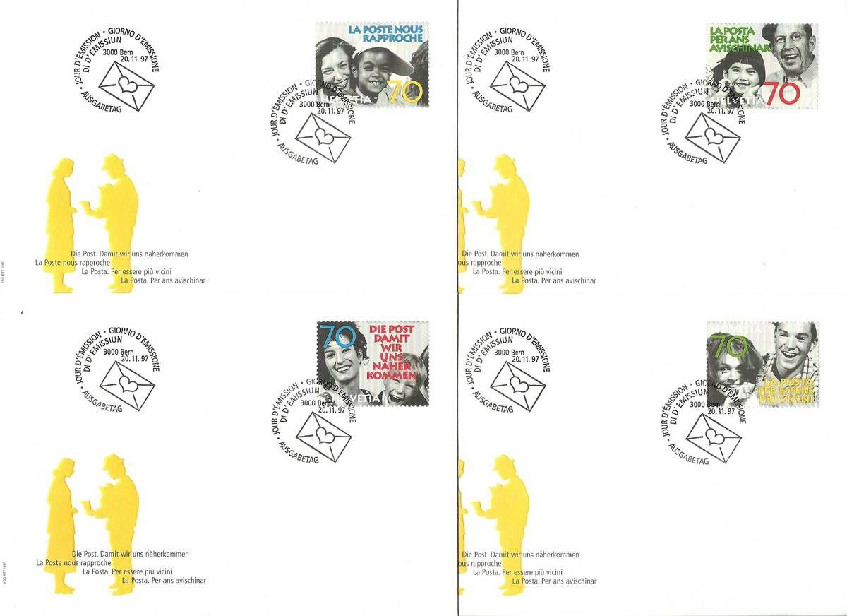 Znaczek Szwajcaria 1997 Mi 1625-1628 FDC