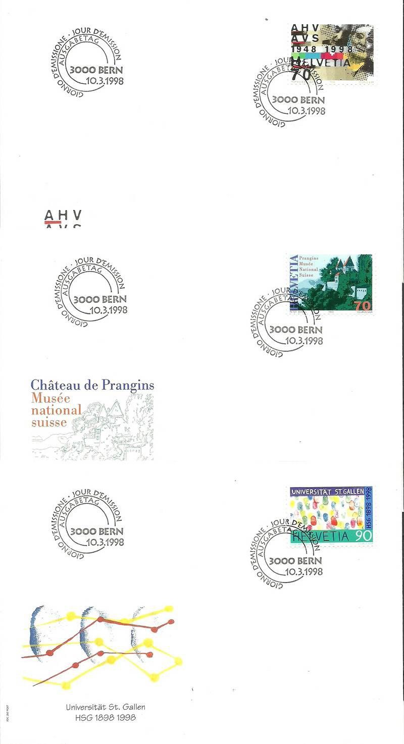 Znaczek Szwajcaria 1998 Mi 1640-1642 FDC