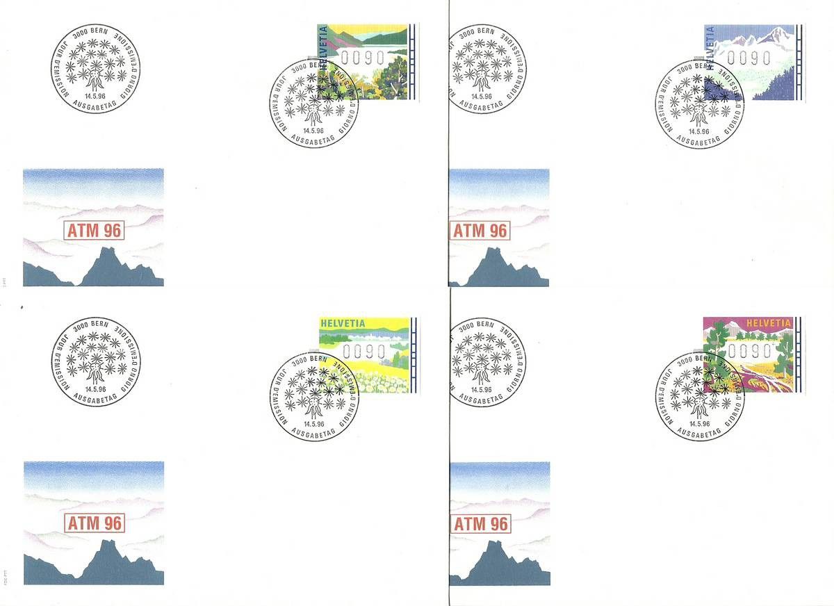 Znaczek Szwajcaria 1996 Mi aut 7-10 FDC