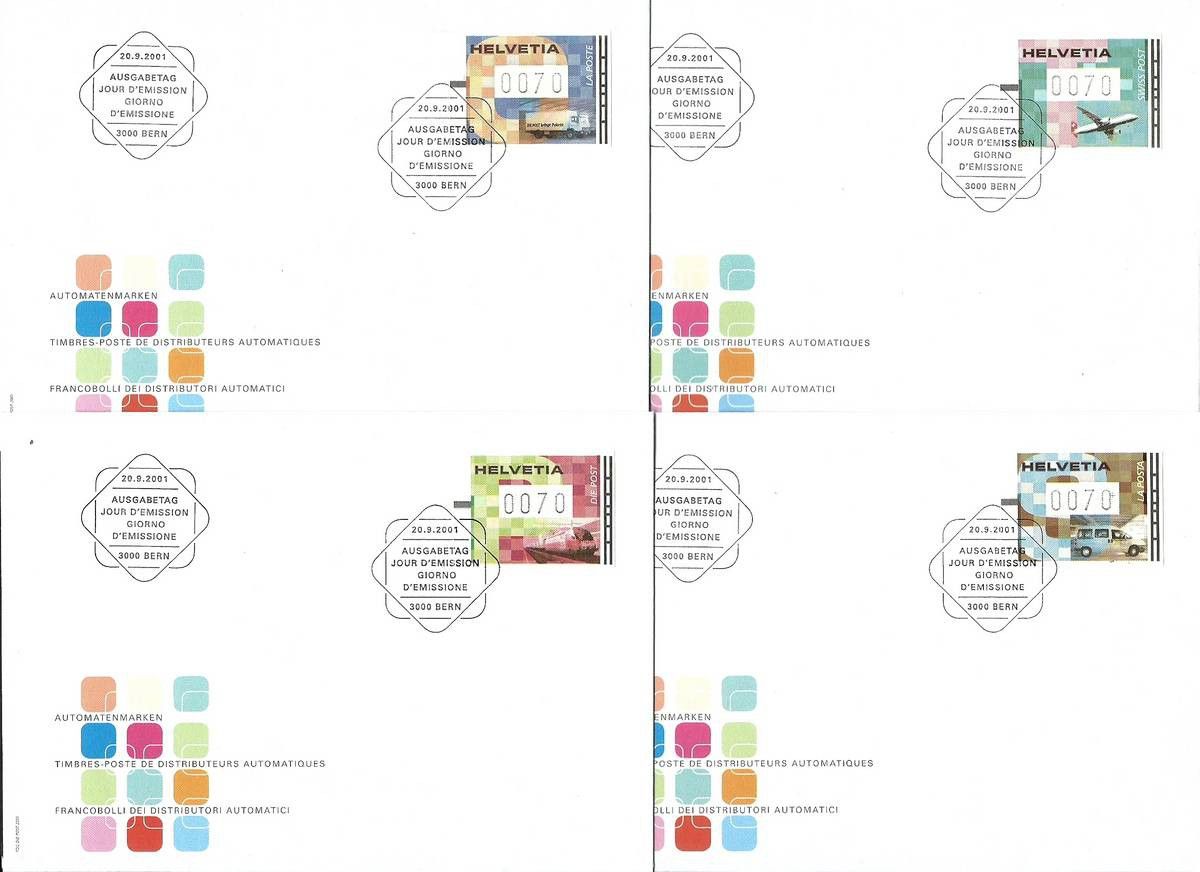 Znaczek Szwajcaria 2001 Mi aut 11-14 FDC