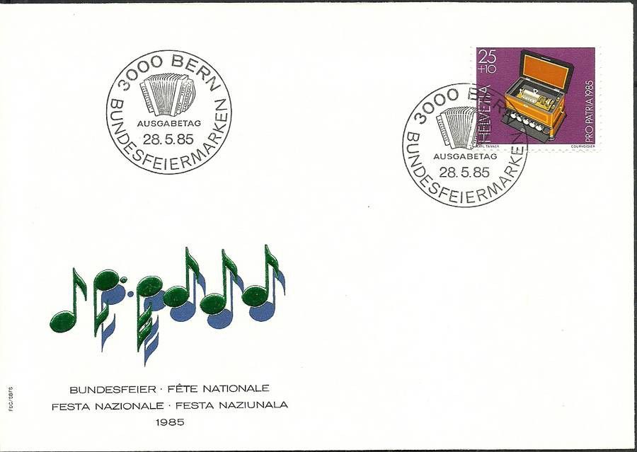 Znaczek Szwajcaria 1985 Mi 1296 FDC