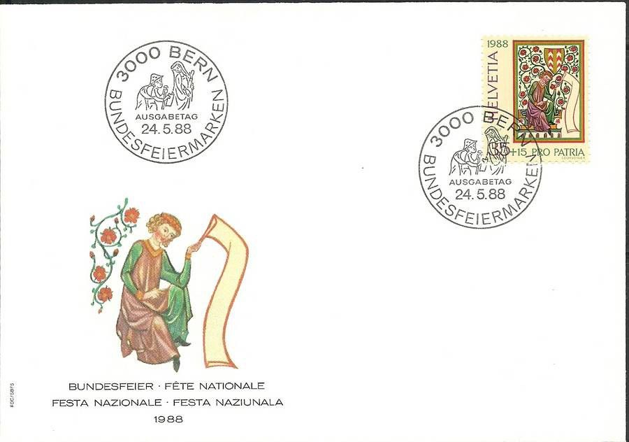 Znaczek Szwajcaria 1988 Mi 1372 FDC