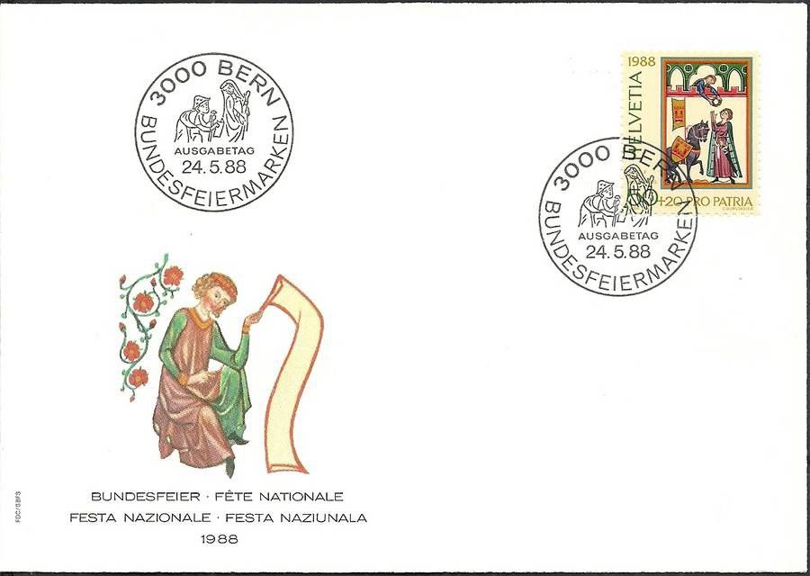 Znaczek Szwajcaria 1988 Mi 1373 FDC