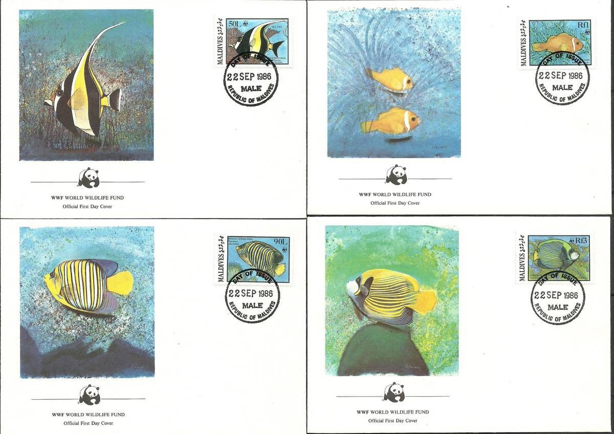 Znaczek Malediwy 1986 Mi 1198-1201 FDC