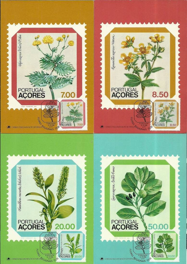 Znaczek Azory 1981 Mi 345-348 Karta Max