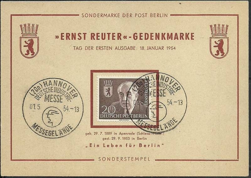 Berlin Niemcy 1954 Mi 115 Karta Max