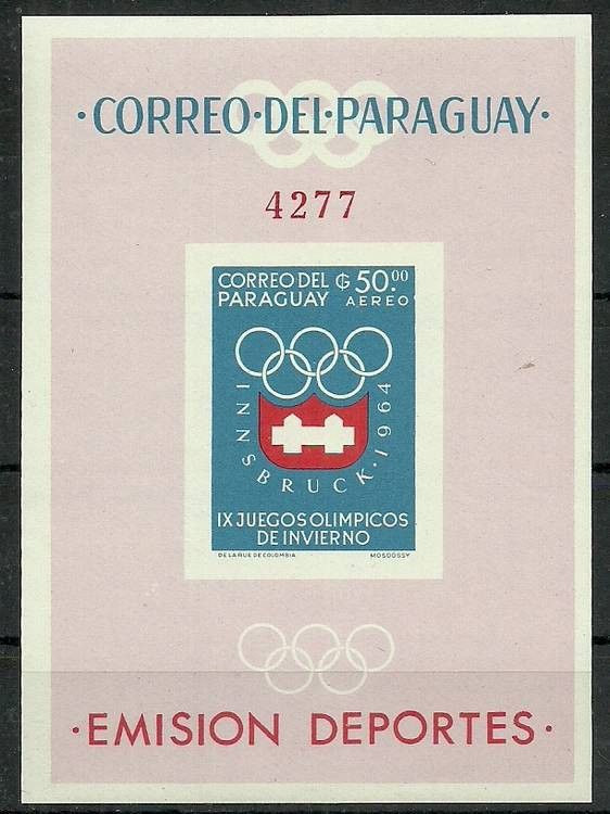 Znaczek Paragwaj 1964 Mi bl 49 Czyste **