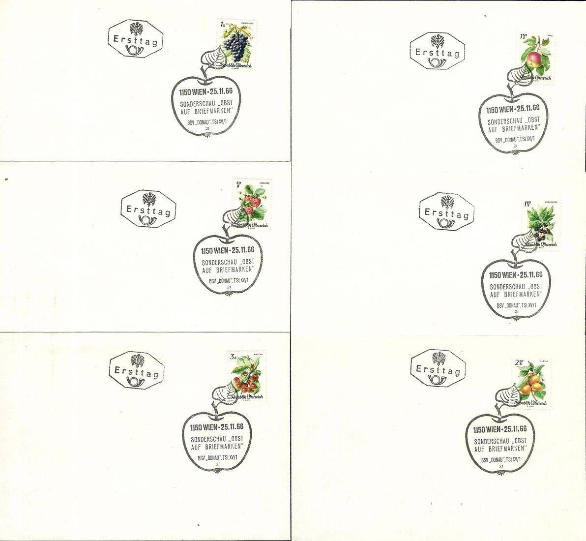 Znaczek Austria 1966 Mi 1223-1228 FDC