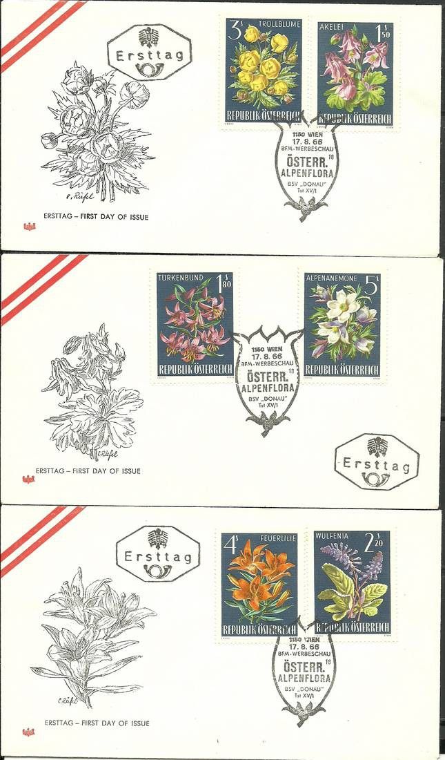 Znaczek Austria 1966 Mi 1209-1214 FDC