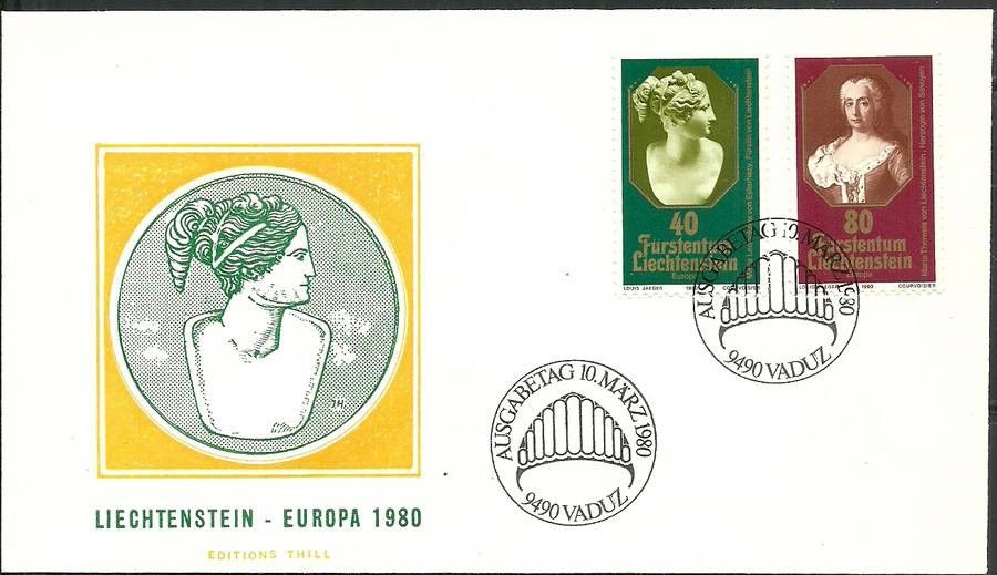 Znaczek Liechtenstein 1980 Mi 741-742 FDC