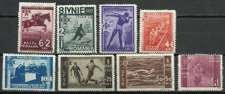 Znaczek Rumunia 1937 Mi 528-535 Z podlepką *