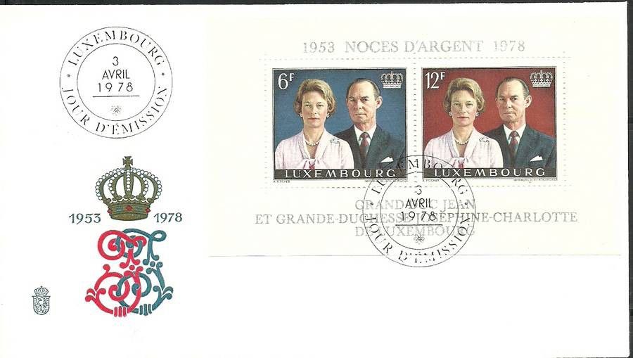 Znaczek Luksemburg 1978 Mi bl 11 FDC