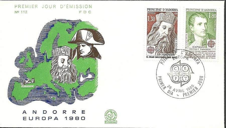 Znaczek Andora Francuska 1980 Mi 305-306 FDC