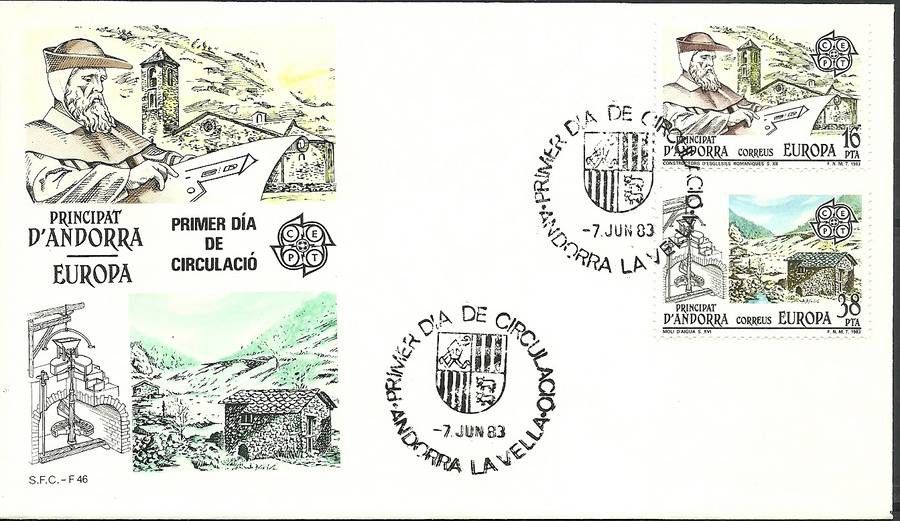 Znaczek Andora Hiszpańska 1983 Mi 165-166 FDC