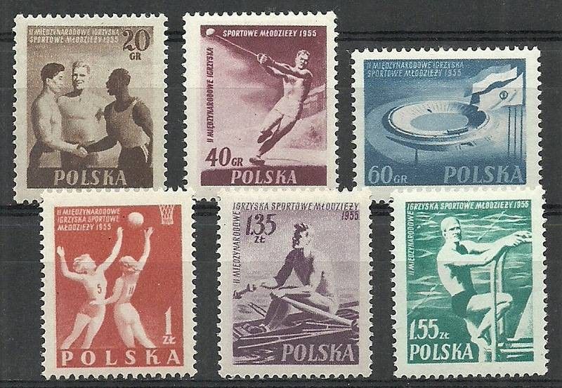 Znaczek Polska 1955 Mi 934-939 Fi 790-795 Czyste **