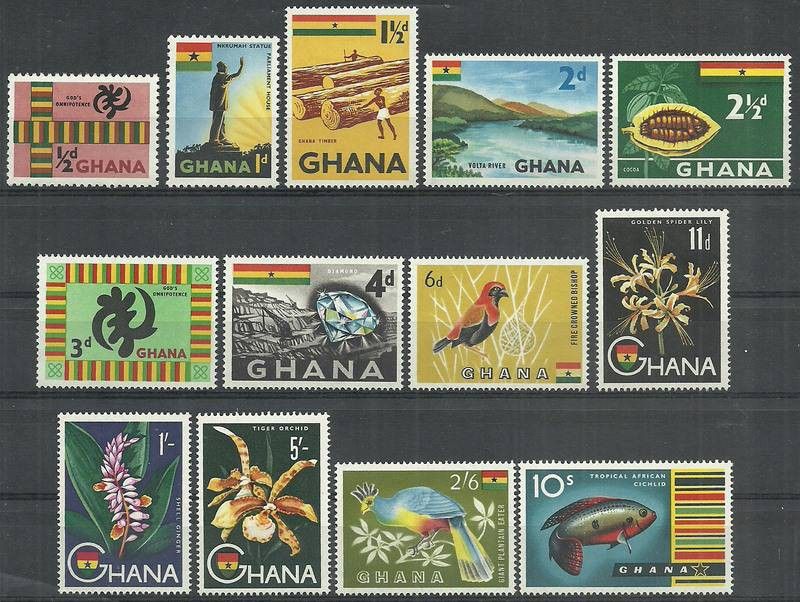 Znaczek Ghana 1959 Mi 48-60 Czyste **
