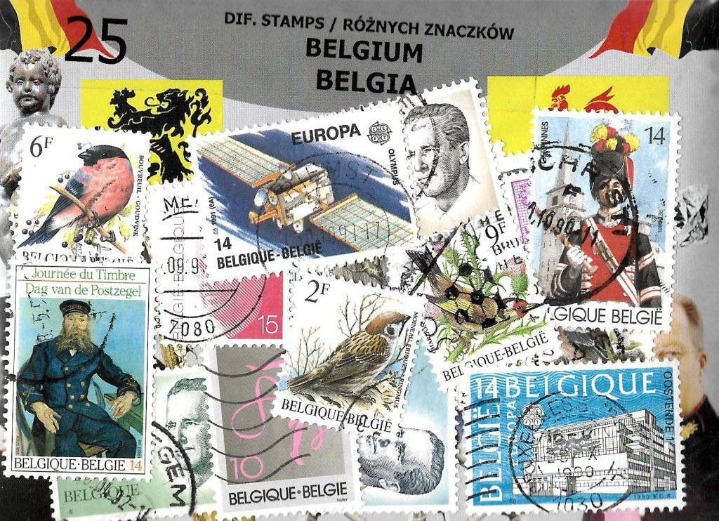 Znaczek Pakiet filatelistyczny BELGIA 25 znaczków