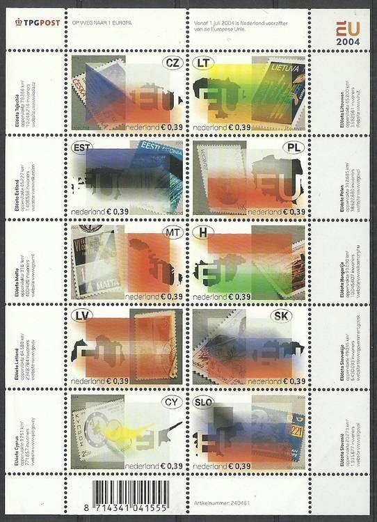 Znaczek Holandia 2004 Mi ark 2205-2214 Czyste **