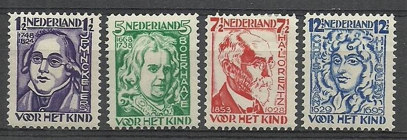 Znaczek Holandia 1928 Mi 218-219B+220-221A Z podlepką *