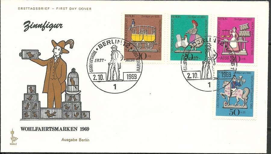 Znaczek Berlin Niemcy 1969 Mi 348-351 FDC