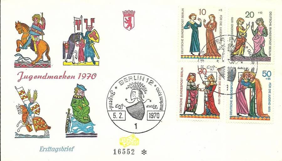 Znaczek Berlin Niemcy 1970 Mi 354-357 FDC