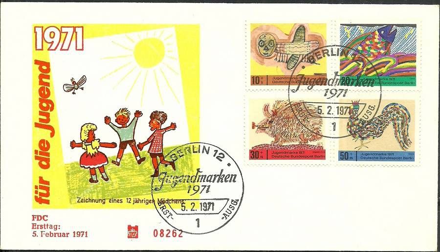 Znaczek Berlin Niemcy 1971 Mi 386-389 FDC