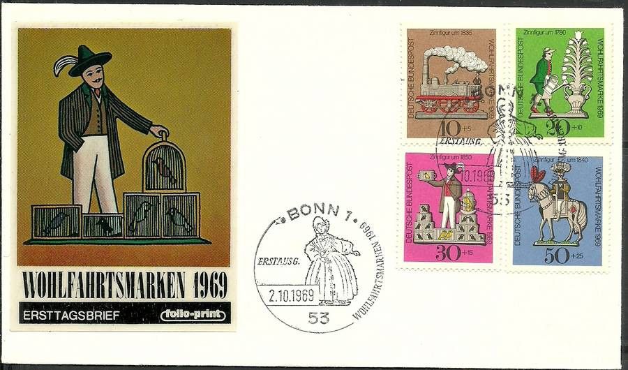 Znaczek Niemcy 1969 Mi 604-607 FDC