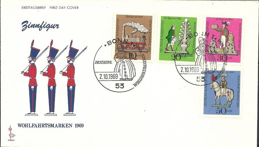 Znaczek Niemcy 1969 Mi 604-607 FDC