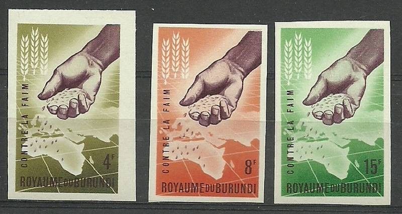 Znaczek Burundi 1963 Mi 48-50B Czyste **