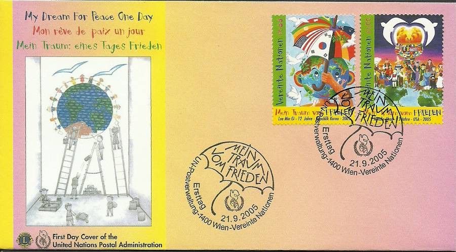 Znaczek Narody Zjednoczone Wiedeń 2005 Mi 451-452 FDC