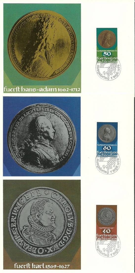 Znaczek Liechtenstein 1978 Mi 710-712 Karta Max