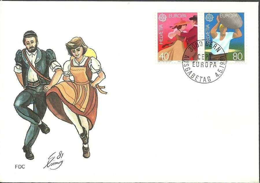Znaczek Szwajcaria 1981 Mi 1197-1198 FDC